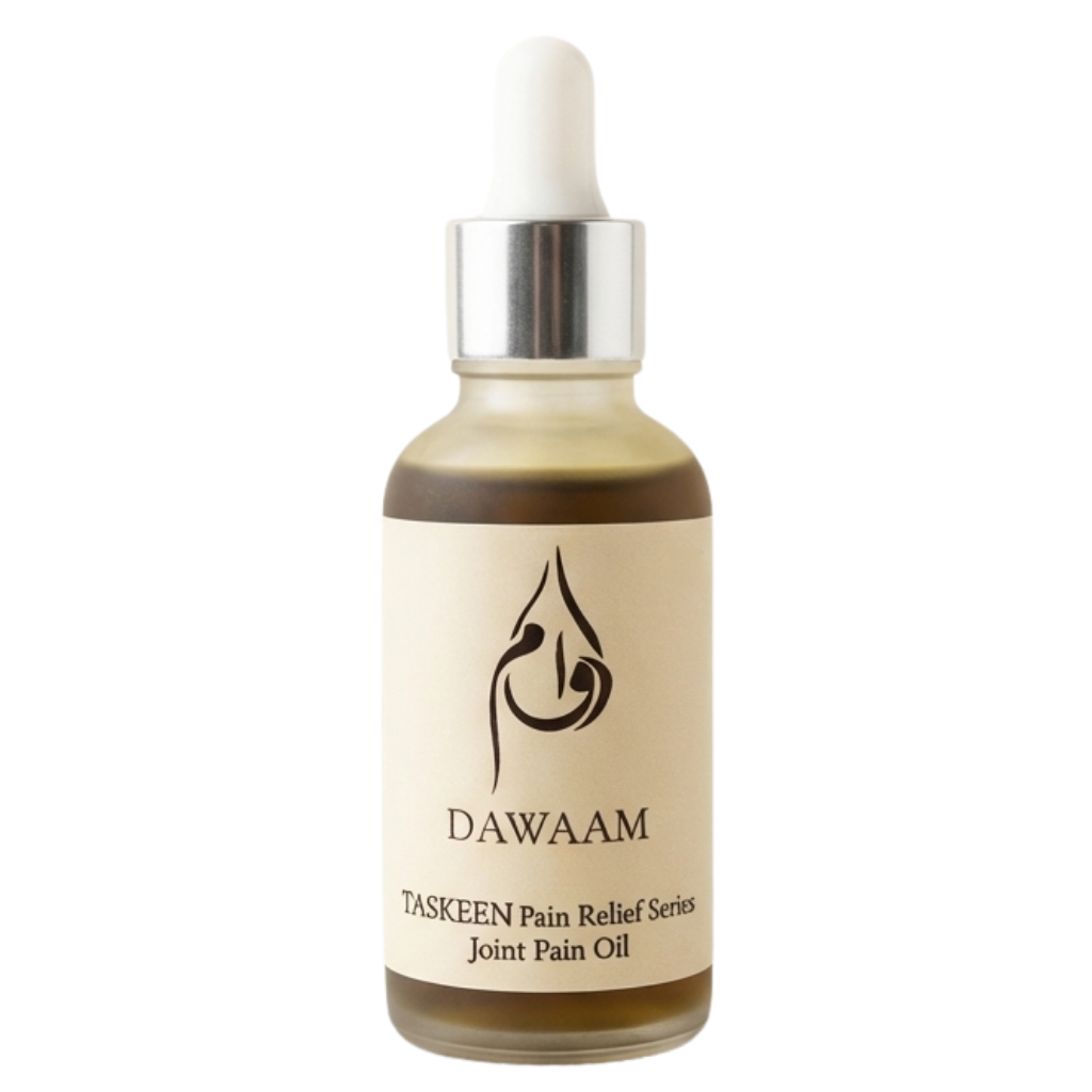 Taskeen Joint Pain Oil by DAWAAM - herbal topical oil with Camphor, Clove and Carom Seed - 30ml